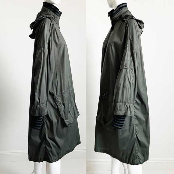 Sonia Rykiel Rain Coat Striped Wool Neck Cuffs HTF - Picture 8 of 14